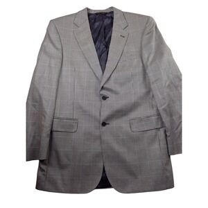 Jos A Bank Signature Gold Silk/Wool Houndstooth Blazer Sport Coat Men 42 LG Grey